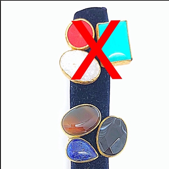 Large Triple Gemstone-Lapis,Tigers Eye,Blk Obsidian Statement Rings set in Gold - Picture 3 of 6